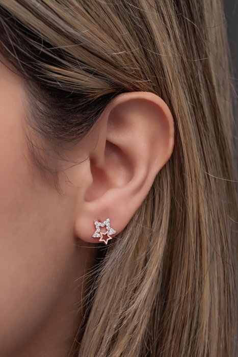 Heliophilia Silver Pendientes de Plata de Ley 925 con Baño de Oro Rosa y Circón Heliophilia Silver Pendientes de Plata de Ley 925 con Baño de Oro Rosa y Circón